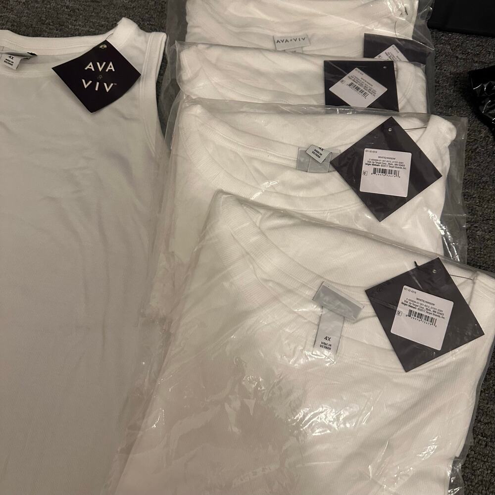 Lot of 5 Ava & Viv White Tank Top Size 4X - Picture 2 of 5